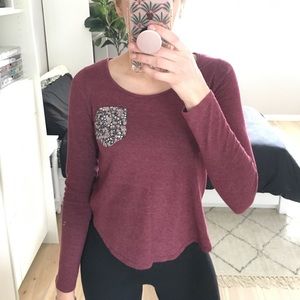 PacSun Long Sleeve Tee with Pocket Detail